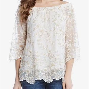 Karen Kane off the shoulder embroidered top